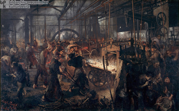 Adolph Menzel, <i>The Iron-Rolling Mill (Modern Cyclops)</i> [<i>Eisenwalzwerk (Moderne Cyklopen)</i>] (1875) 